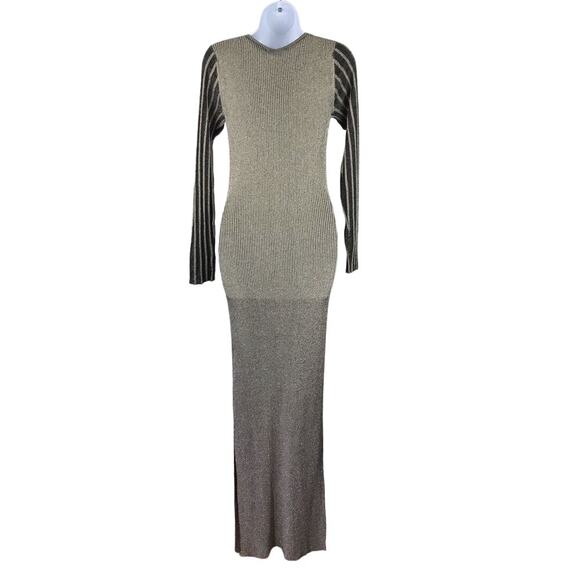 Romeo & Juliet Ribbed Bodycon Gold Maxi Dress Sz S - Picture 5 of 8
